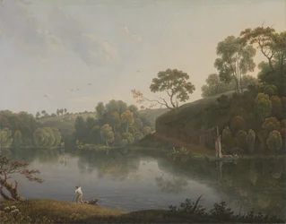 Landschap met een Meer en Boten